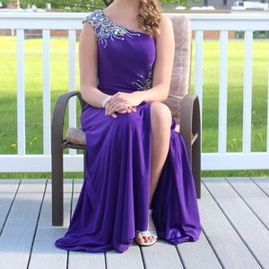 Tony Bowls LeGala Purple One-Shoulder Prom Dress